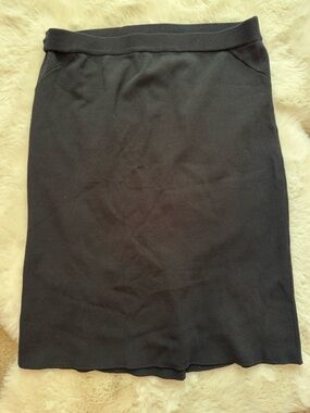 Carmen Marc Valvo Black Knit Pencil Skirt